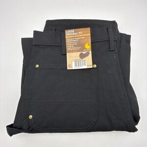 Carhartt B01 BLK Loose Original Fit Firm Duck Double Front Dungaree 33x32 NWT
